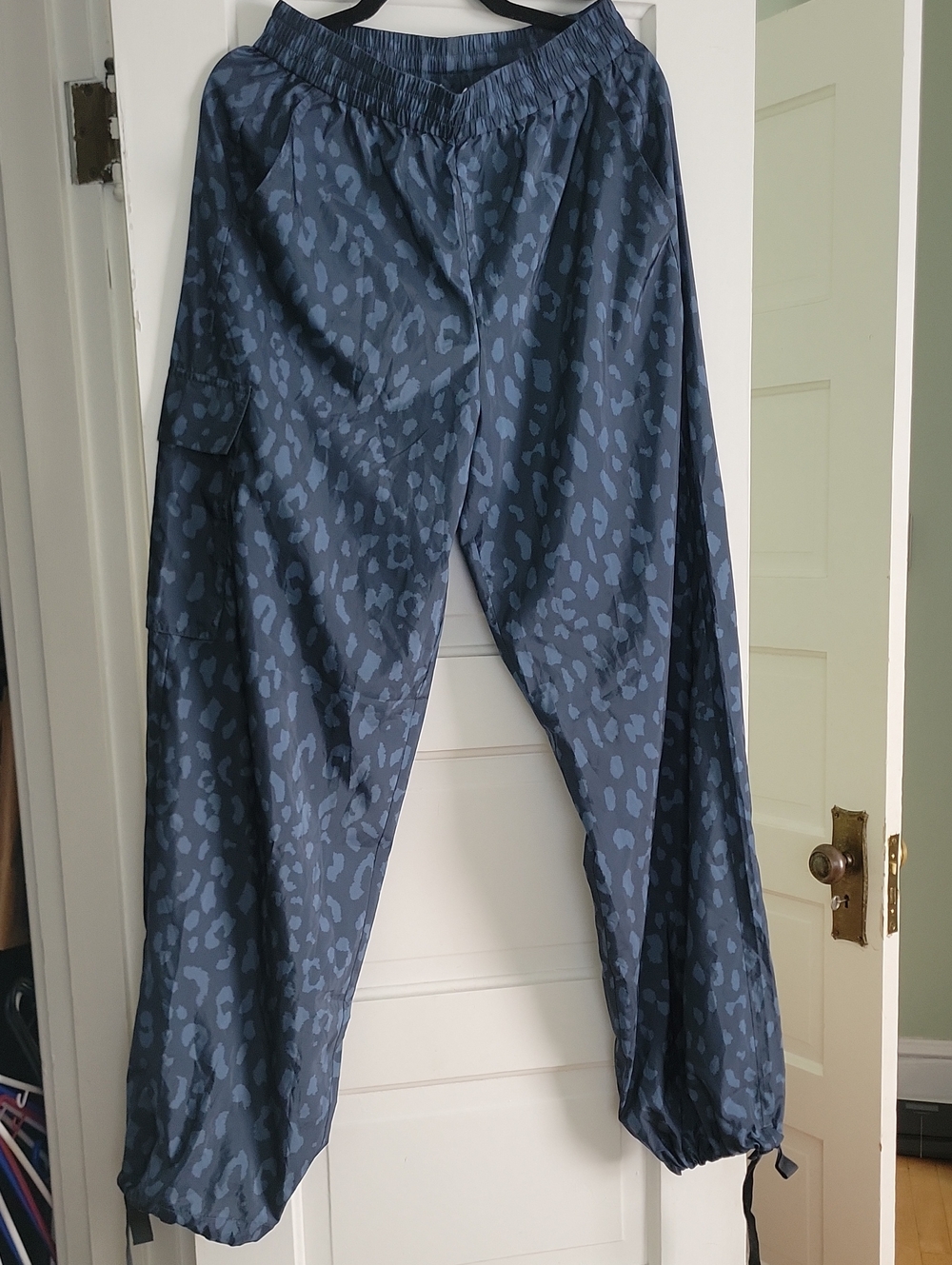 Tibi Recycled Sporty Nylon Cheetah WIde Leg Pull-On Pant - Navy Fog - S - NWT - Picture 3 of 12